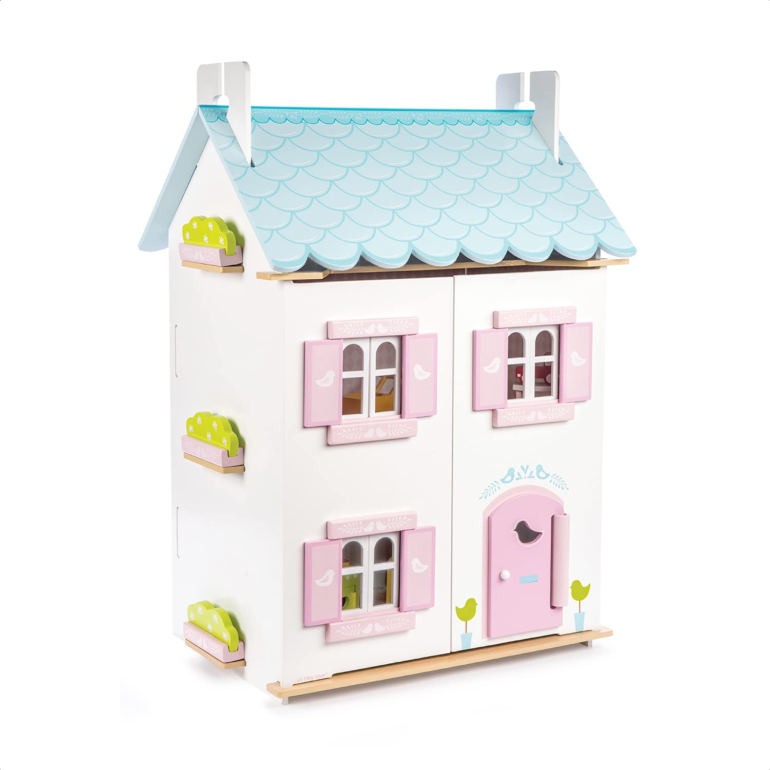 Wooden Bluebird Dollhouse & Furniture Set - 3 Storey Playhouse for Girls 3+ | Pretend Play Gift