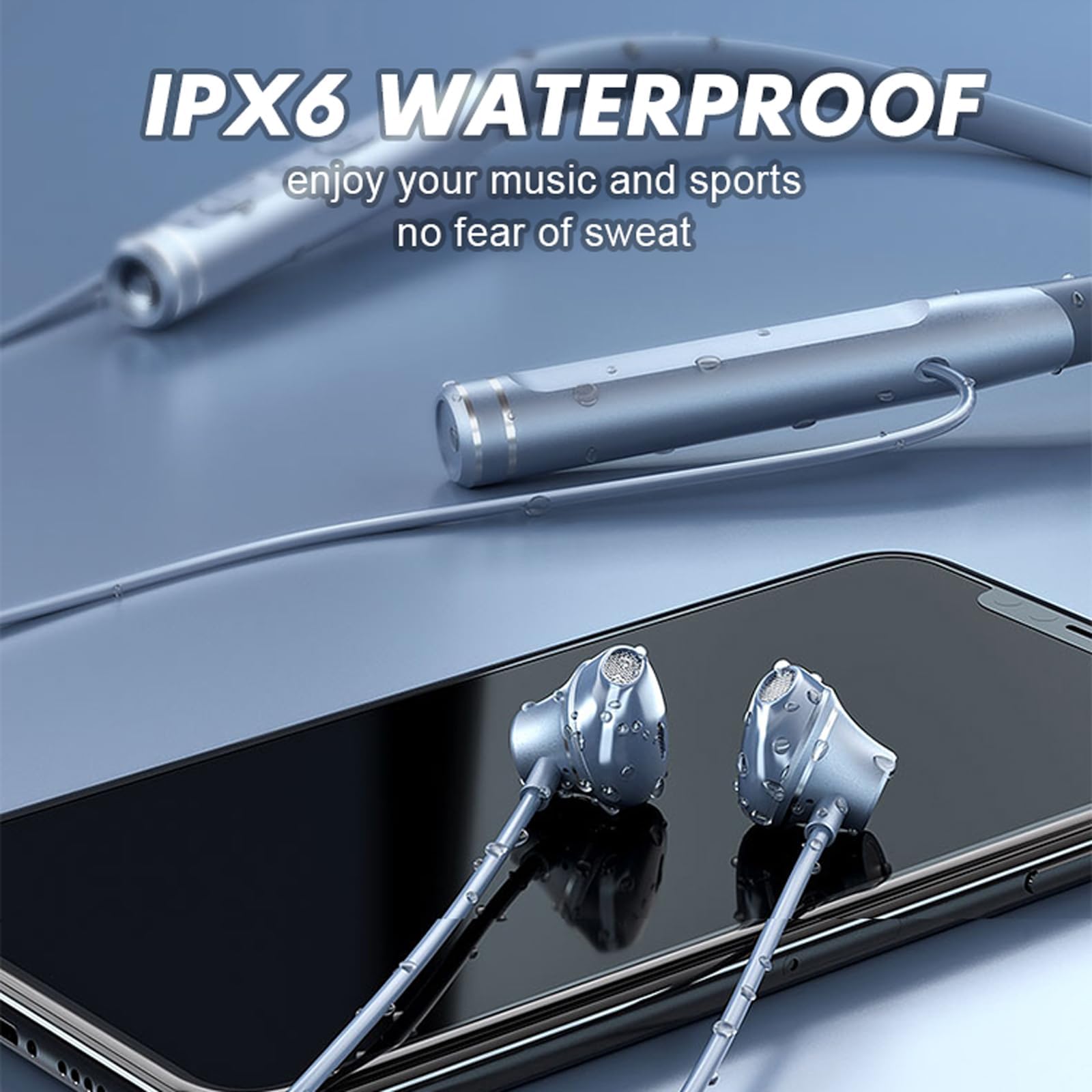 Wireless Bluetooth Neckband Headphones with Microphone - 120H Playtime, IPX7 Waterproof, Noise Cancelling Sport Earbuds for Running, Cycling, Gym Workouts - Compatible with Android & iOS Phones - Perfect for Outdoor Activities, Commuting, and Fitness Training