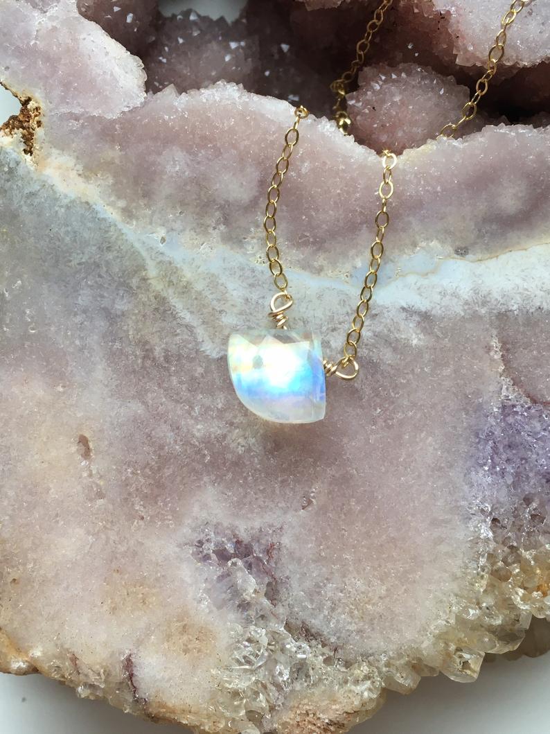 Elegant Rainbow Moonstone Pendant Necklace - Sterling Silver or Gold Filled - Perfect for Everyday Wear, Gift Giving & Special Occasions