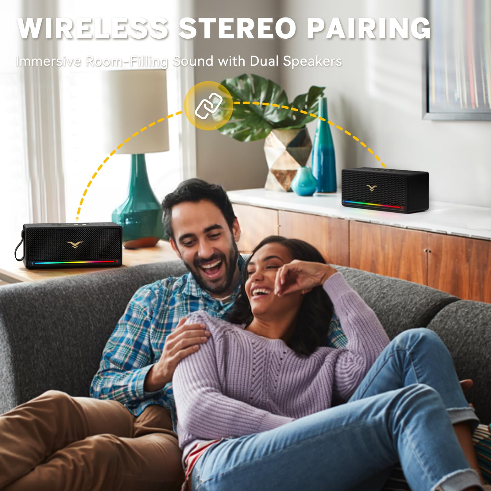 80W Peak Bluetooth Speaker - Wireless Portable Speaker with Deep Bass, IP67 Waterproof, LED Lights, Stereo Pairing, TF/AUX/USB - Perfect for Home, Party, Outdoor & Gift Giving
