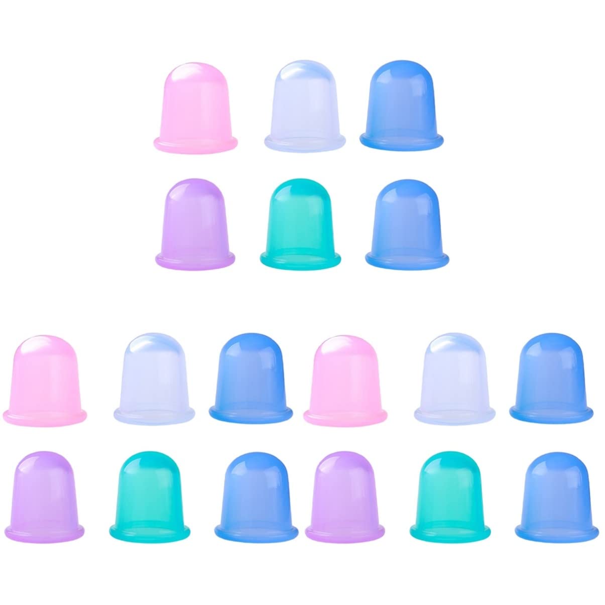 FRCOLOR 18pcs Silicone Vacuum Massage Cupping Set - Chinese Cupping Therapy Cups for Body Detox, Pain Relief, Cellulite Reduction & Spa Relaxation