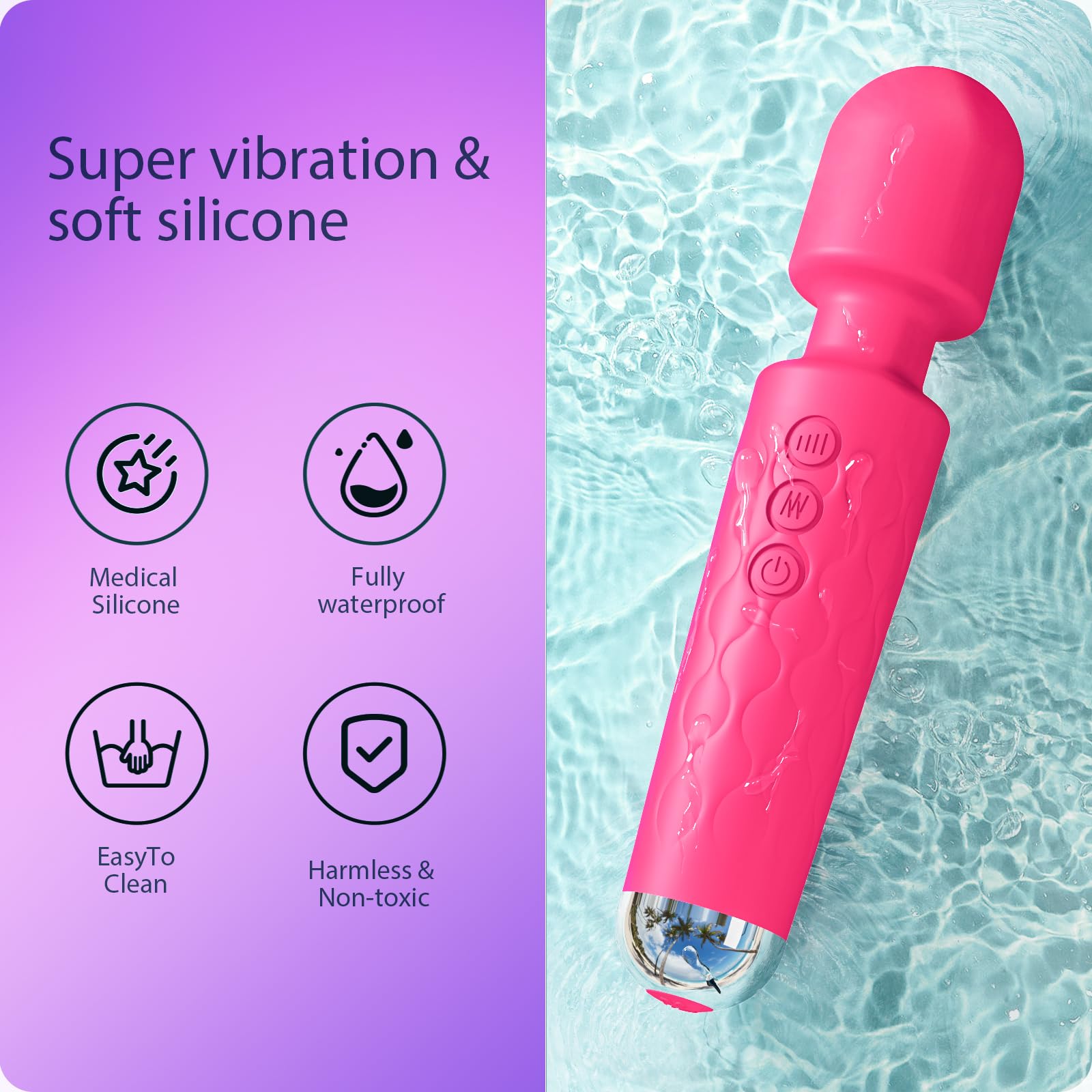 Premium Rose Red Vibrating Wand - 8 Speeds & 20 Patterns G-Spot Stimulator, Clitoral Massager, Waterproof Adult Sex Toy for Women - Perfect for Solo Play, Couples Intimacy & Sensual Exploration