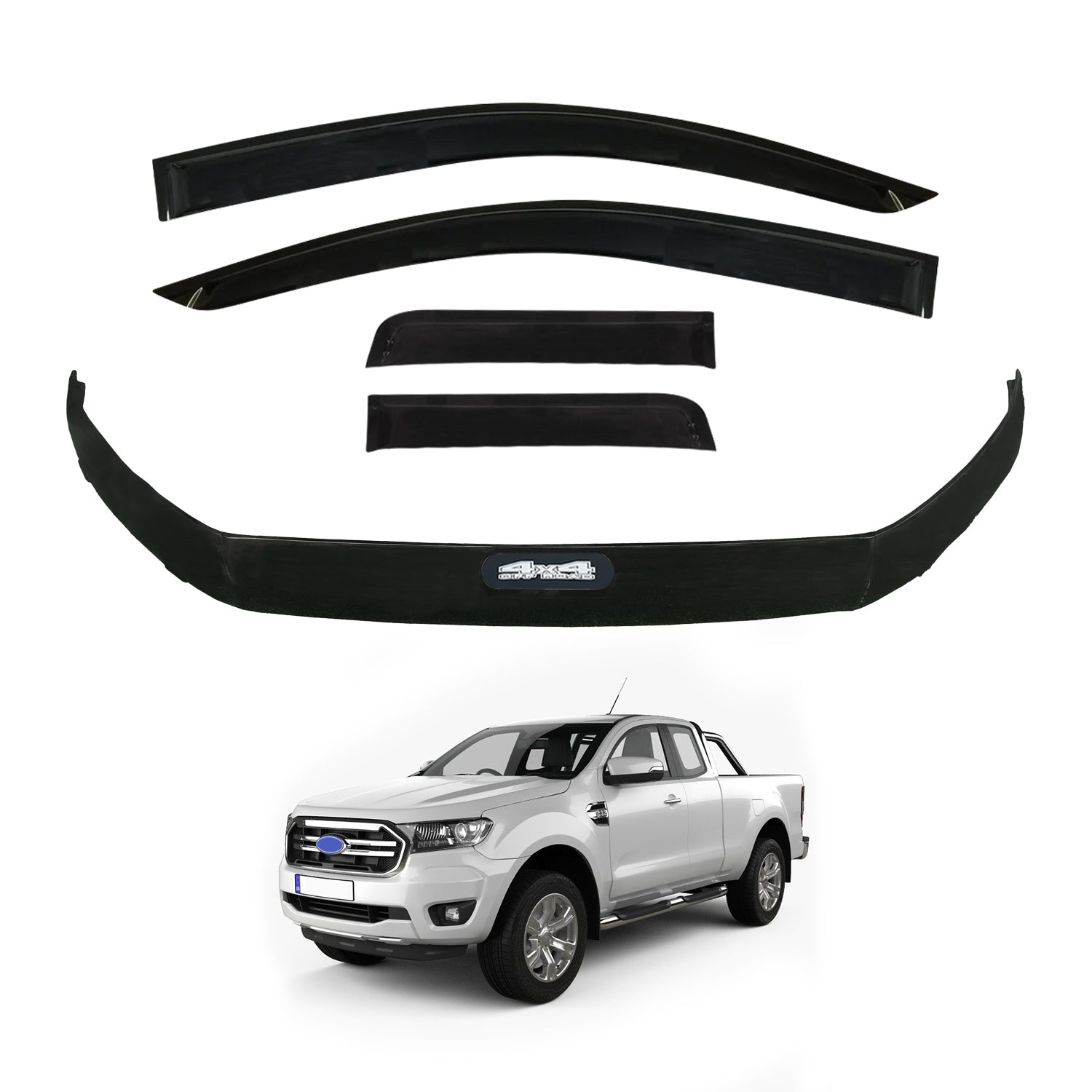Weather Shields & Bonnet Protector for Ford Ranger Extra Cab (2016-2022) - Rain & Sun Protection for Truck Accessories | Perfect for Off-Road Adventures & Daily Commutes