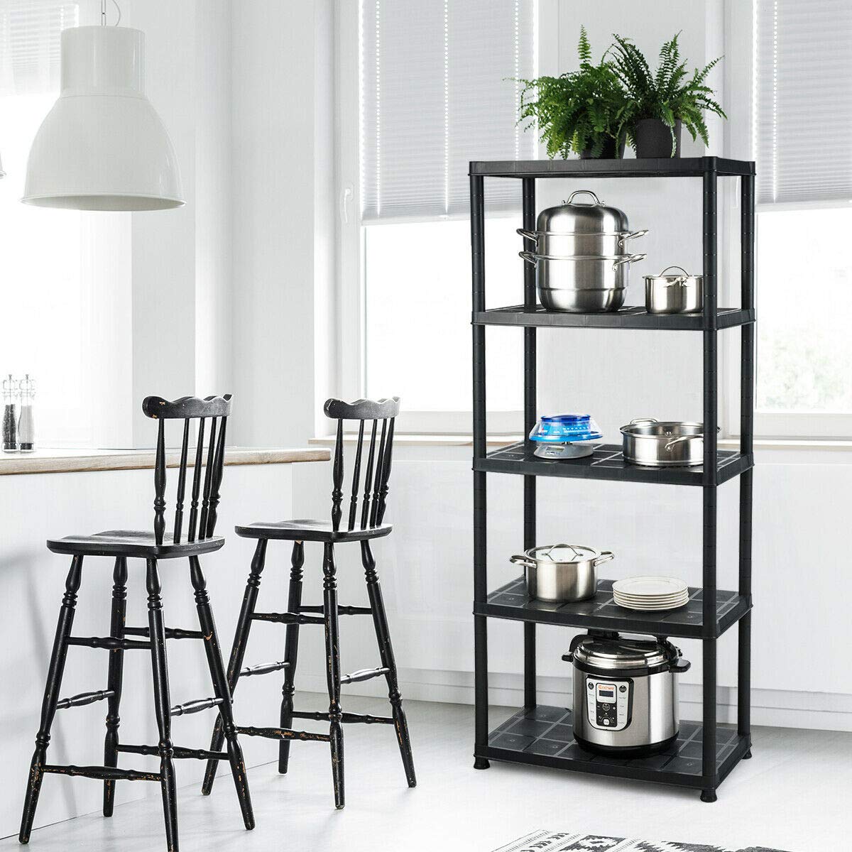 Caraya 5-Tier Heavy Duty Storage Shelf - Sturdy & Durable Freestanding Rack with Anti-Tilt Design, Waterproof Metal Shelving Unit for Garage, Kitchen, Office - Perfect for Organizing Tools, Plants, Office Supplies & Cookware