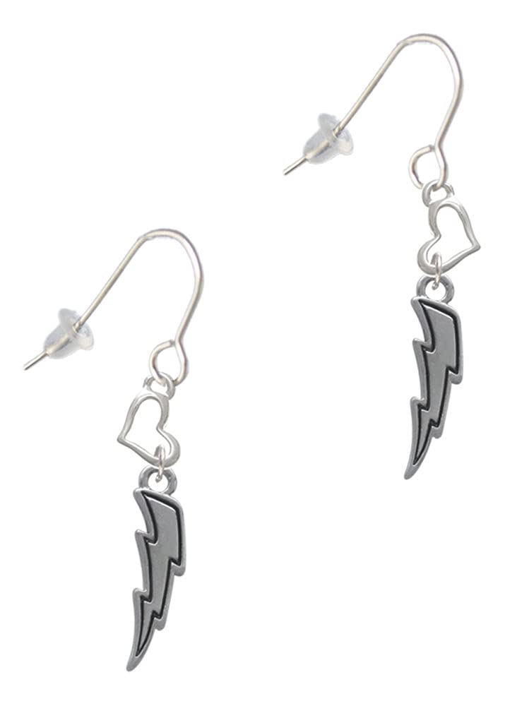 Silver Lightning Bolt Heart Earrings for Women - Trendy French Jewelry