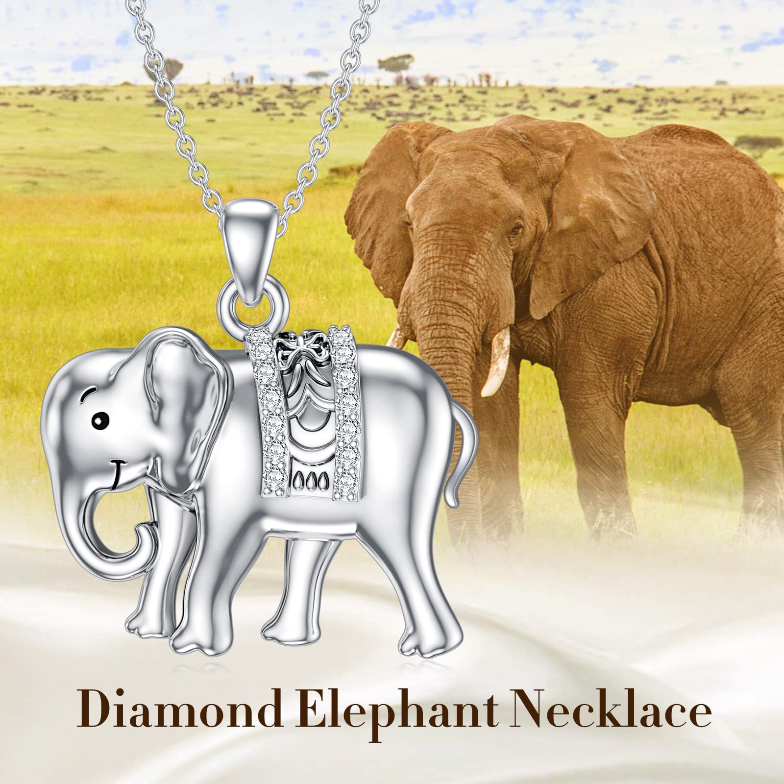 Sterling Silver Diamond Elephant Pendant Necklace for Women - Elegant Elephant Jewelry Gift for Wife, Friend, Birthday & Anniversary - Perfect for Casual Wear, Parties & Special Occasions