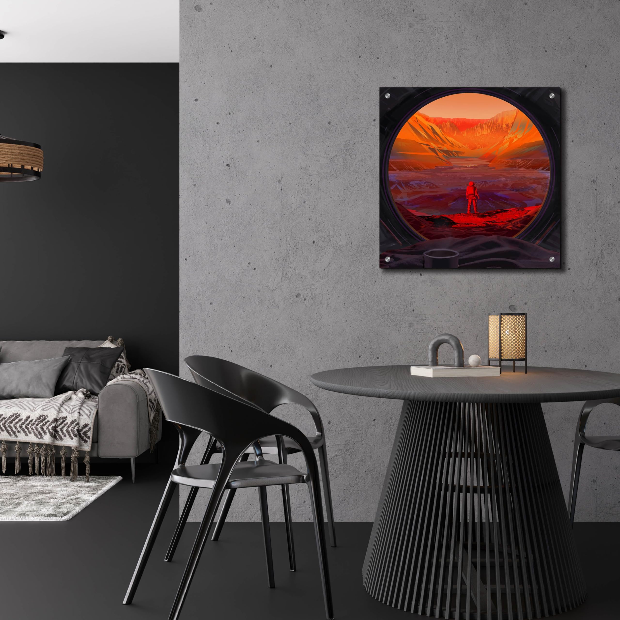 Epic 'On Mars' Acrylic Glass Wall Art - 24x24 Inches Modern Space Decor for Living Room, Bedroom & Office - Premium Framed Canvas Print for Home & Office Decoration