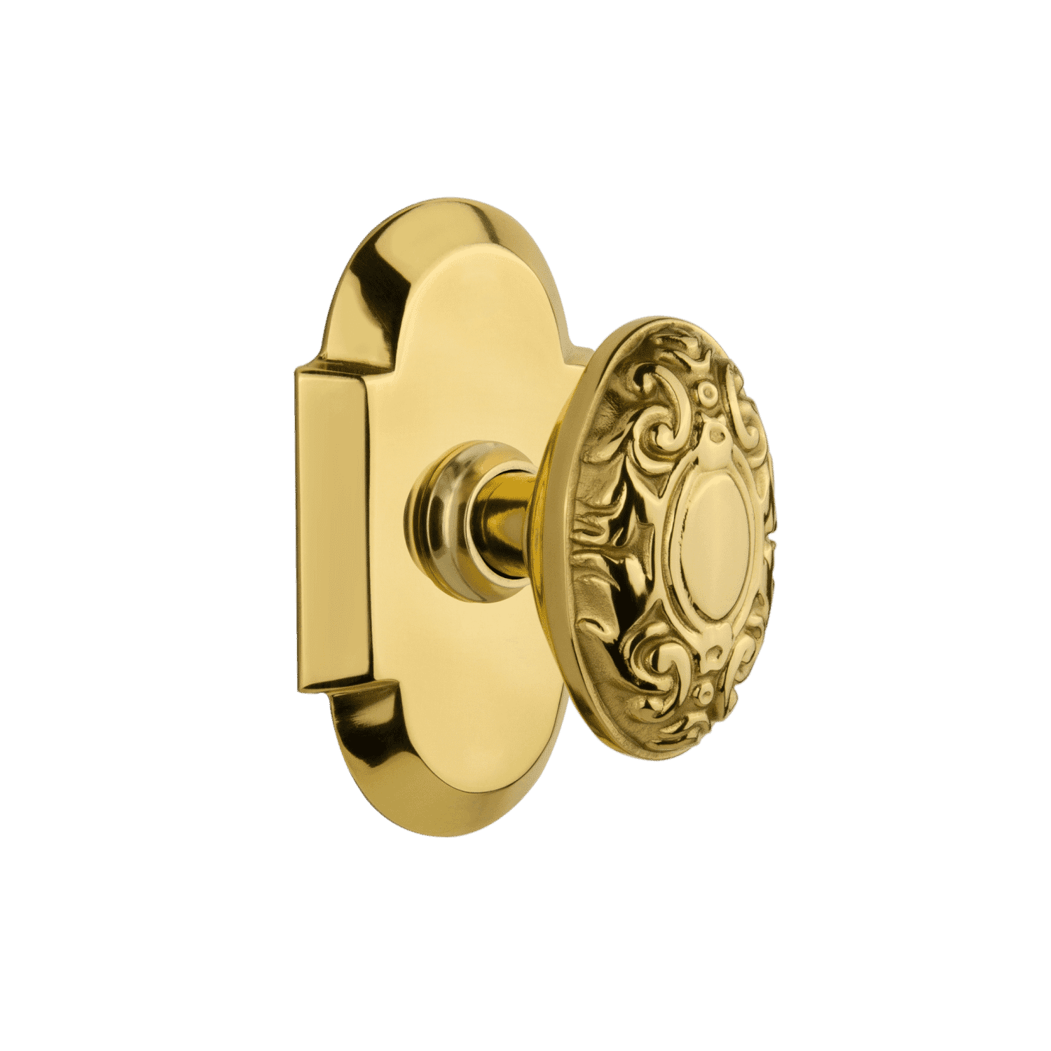 Victorian Style Cottage Short Plate with Polished Brass Knob - Perfect for Vintage Home Decor & Cabinet Hardware Upgrade