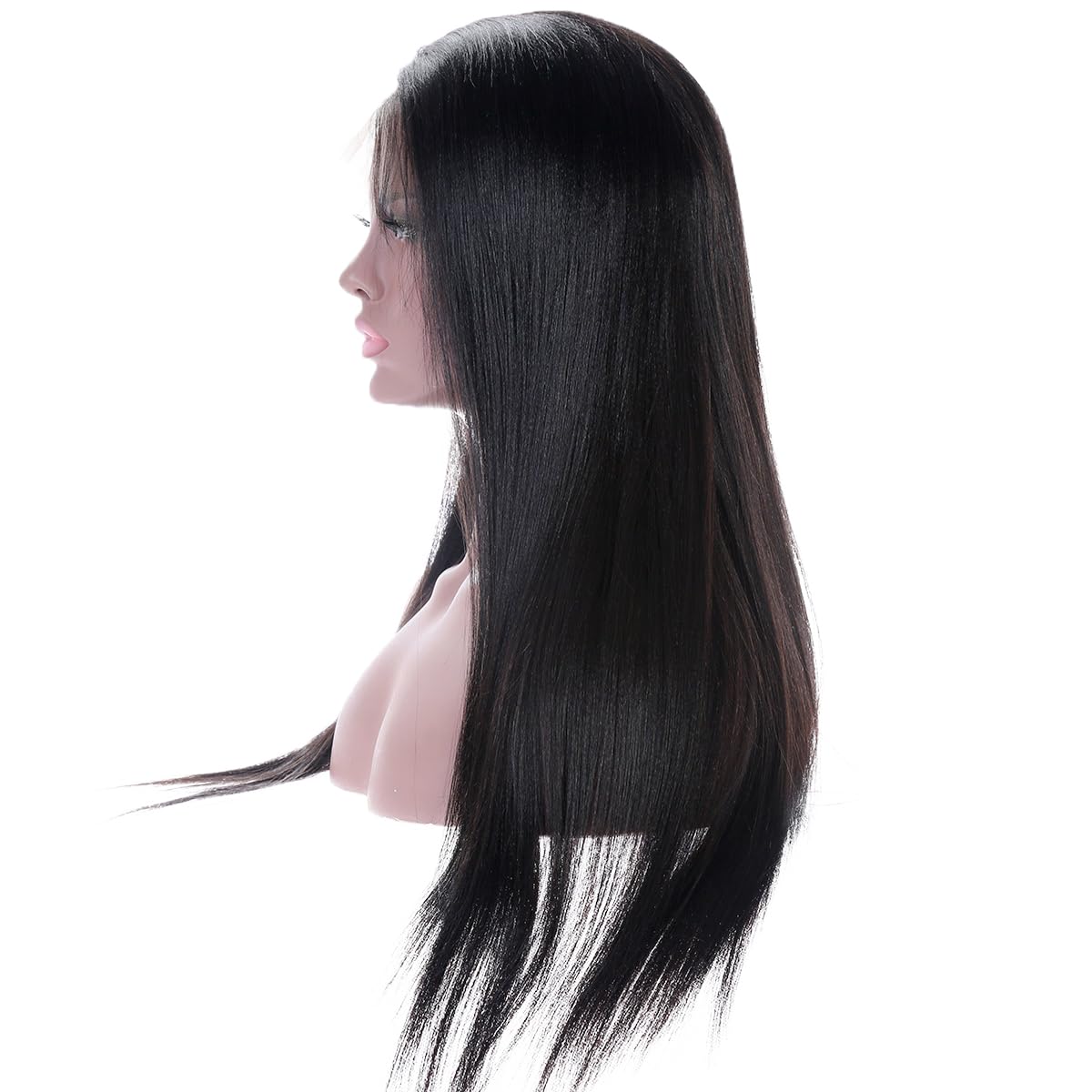Premium 360 Lace Front Wig - Brazilian Remy Human Hair Yaki Straight 18 Inch with Pre-Plucked Hairline | Natural Looking Wigs for Women | Perfect for Daily Wear, Parties & Special Occasions