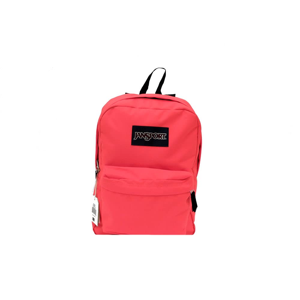 JanSport Superbreak Backpack - Lightweight Laptop Bag for School & Travel, Durable & Water-Resistant, Fluorescent Red - Perfect for Students, Commuters & Outdoor Adventures