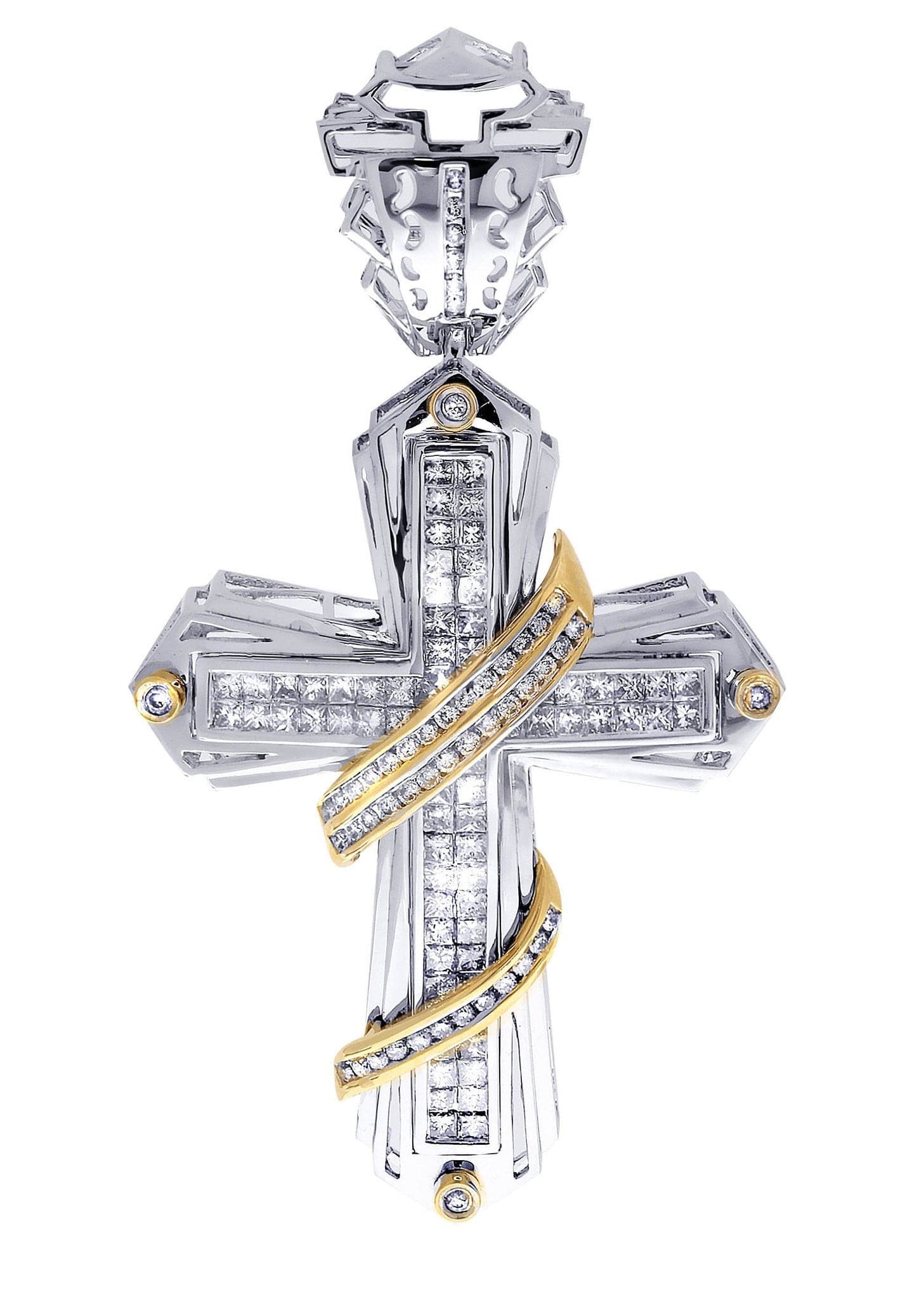 3.57 Carat Diamond Cross Pendant Necklace - 19.95 Grams Solid Gold Religious Jewelry for Women - Perfect for Baptism, First Communion & Special Occasions