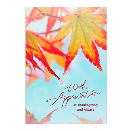 Hallmark Thanksgiving Business Greeting Cards for Customers - Pack of 100 with Red & Yellow Fall Leaves Design - Perfect for Client Appreciation, Corporate Gifting & Holiday Marketing