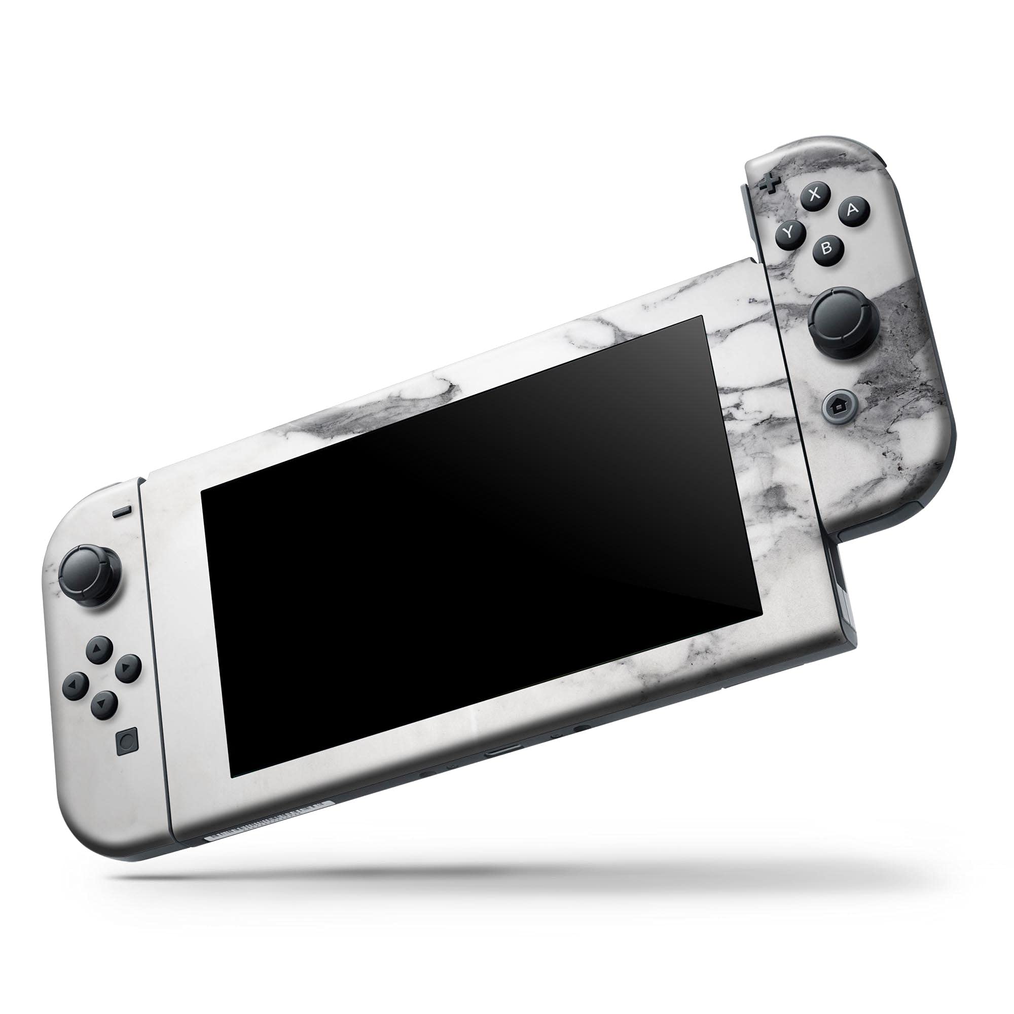 Nintendo Switch Lite Skin Decal - White & Grey Marble Vinyl Wrap Cover | Scratch-Resistant, Removable Protective Case | Perfect for Gaming, Travel & Personalization