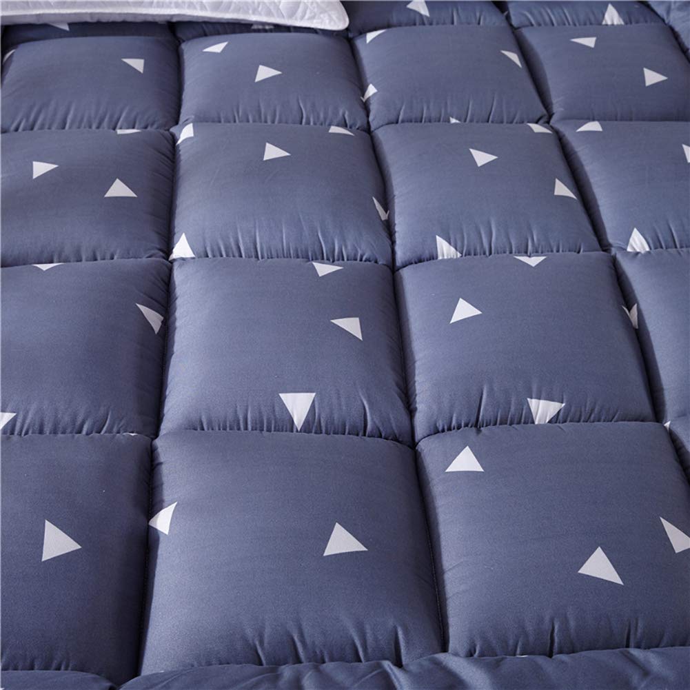 Traditional Japanese Futon Mattress Topper - Thick Soft Breathable Tatami Pad, Non-Slip 4-Season Floor Sleeping Mat (Blue, Full Size) for Bedroom, Guest Room, Yoga & Meditation Space