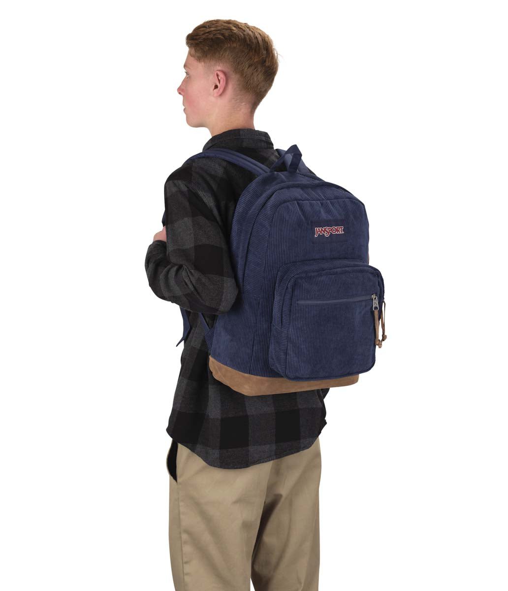 JanSport Right Pack Expressions Backpack - Navy Corduroy - Stylish & Durable School, College, Travel & Everyday Use Backpack