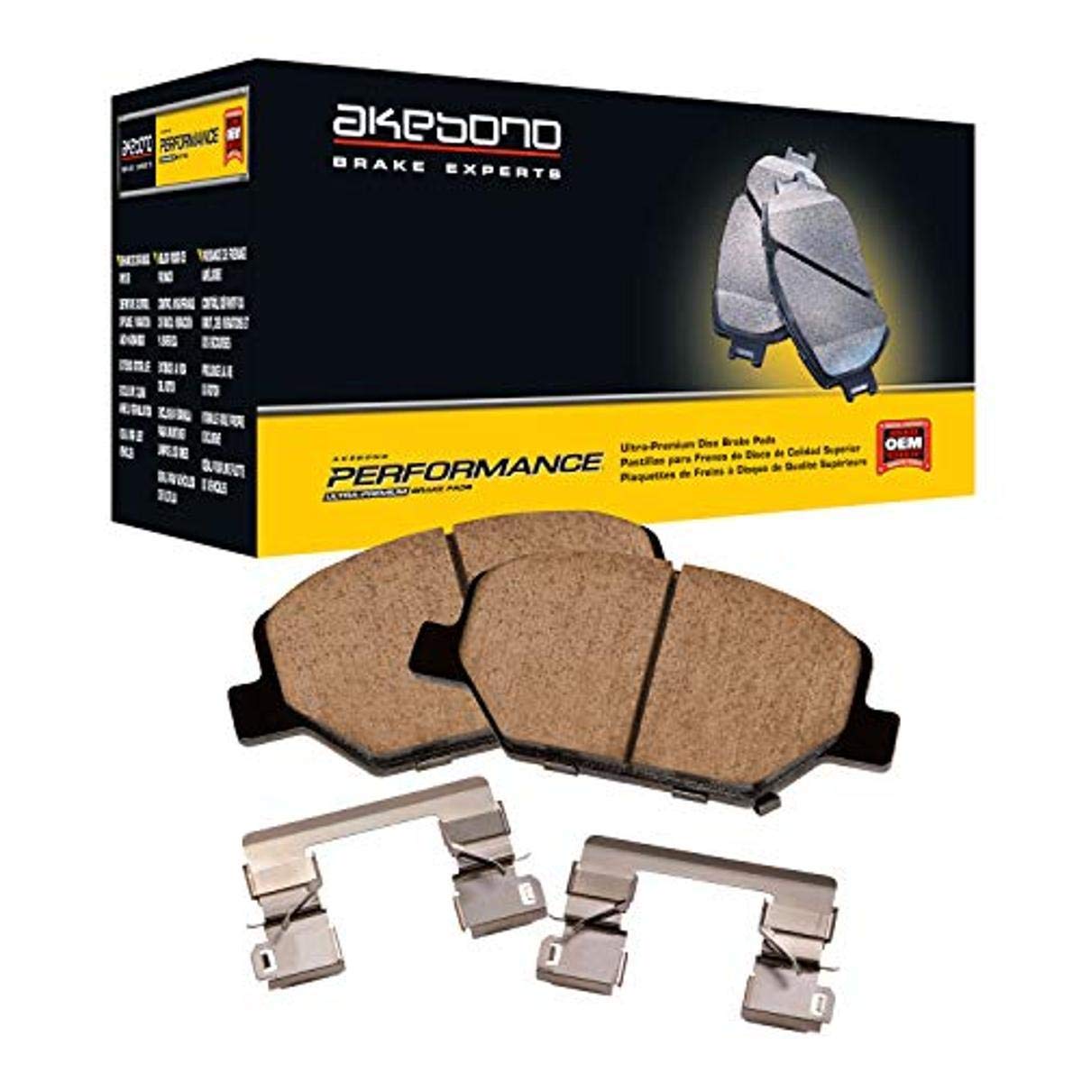 Akebono ASP1411 Ceramic Disc Brake Pad Kit - Premium Braking Performance for Sedans & SUVs - Perfect for Daily Commuting & Highway Driving