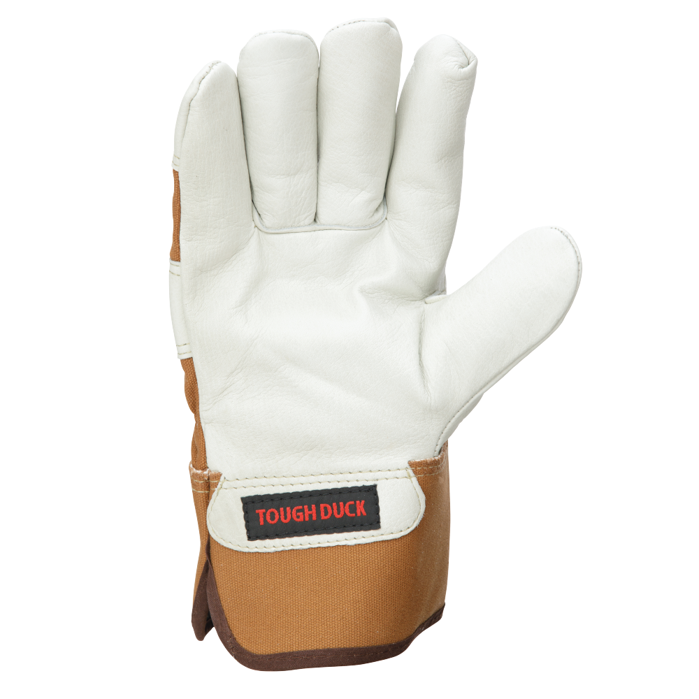 Tough Duck Cow Grain Palm Lined Fitters Glove GI8606 - Durable Work Gloves for Construction, Farming & Heavy Duty Tasks