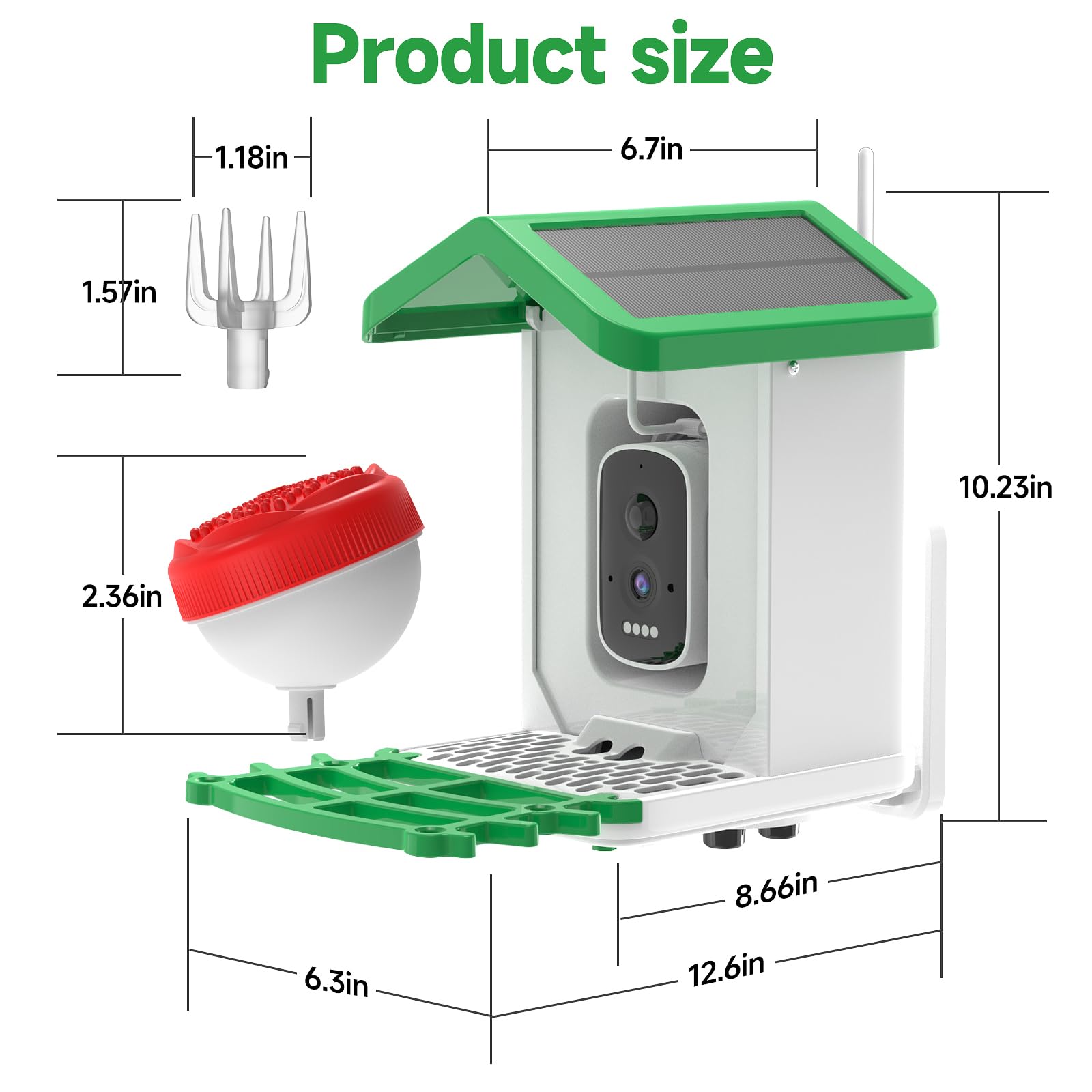 Smart AI Bird Feeder with Camera - Solar Powered Wireless 1080P HD Bird Watching Camera with Auto Recording & Instant Notifications - Perfect for Backyard Bird Watching, Wildlife Monitoring & Nature Enthusiasts