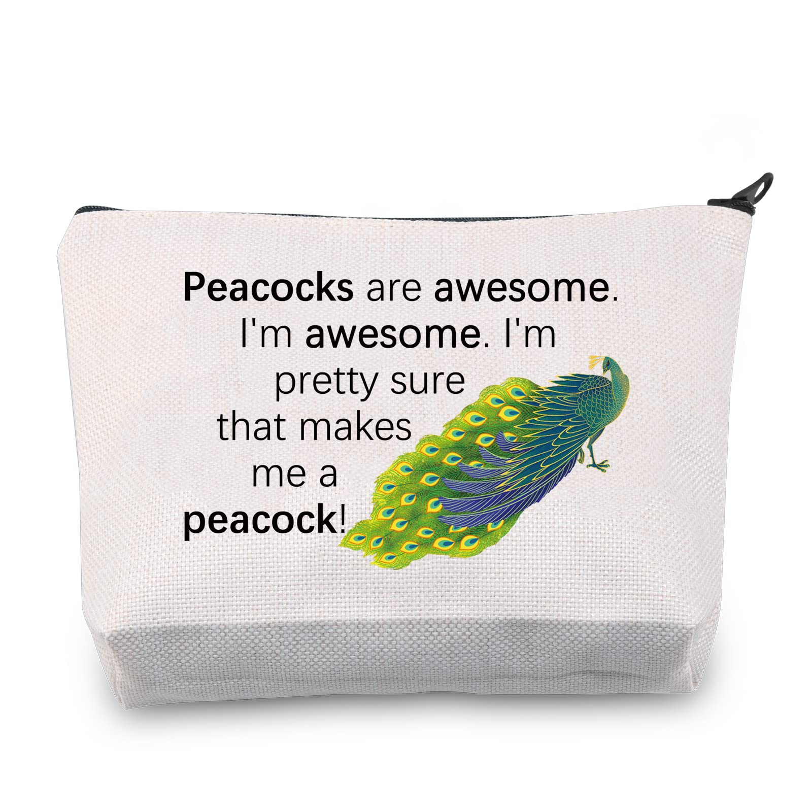 JINUP Peacock Print Cosmetic Bag - Waterproof Makeup Brush Pouch with Zipper for Travel & Storage | Perfect Gift for Peacock Lovers | Use for Cosmetics, Toiletries & Accessories Organization
