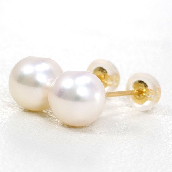 18K Yellow Gold Pearl Earrings for Women - Classic Elegant Stud Earrings with Natural Pearls - Perfect for Weddings, Parties & Special Occasions