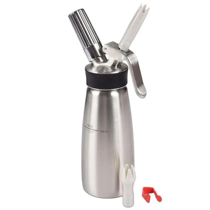 Professional Whipped Cream Maker - 1 Pint Stainless Steel Cream Whipper for Coffee, Desserts & Cocktails - Perfect for Home Baristas & Baking Enthusiasts