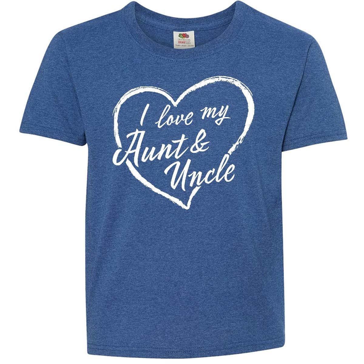 Inktastic I Love My Aunt and Uncle White Chalk Heart Youth T-Shirt - Cute Family Gift for Nieces & Nephews, Birthday & Holiday Present