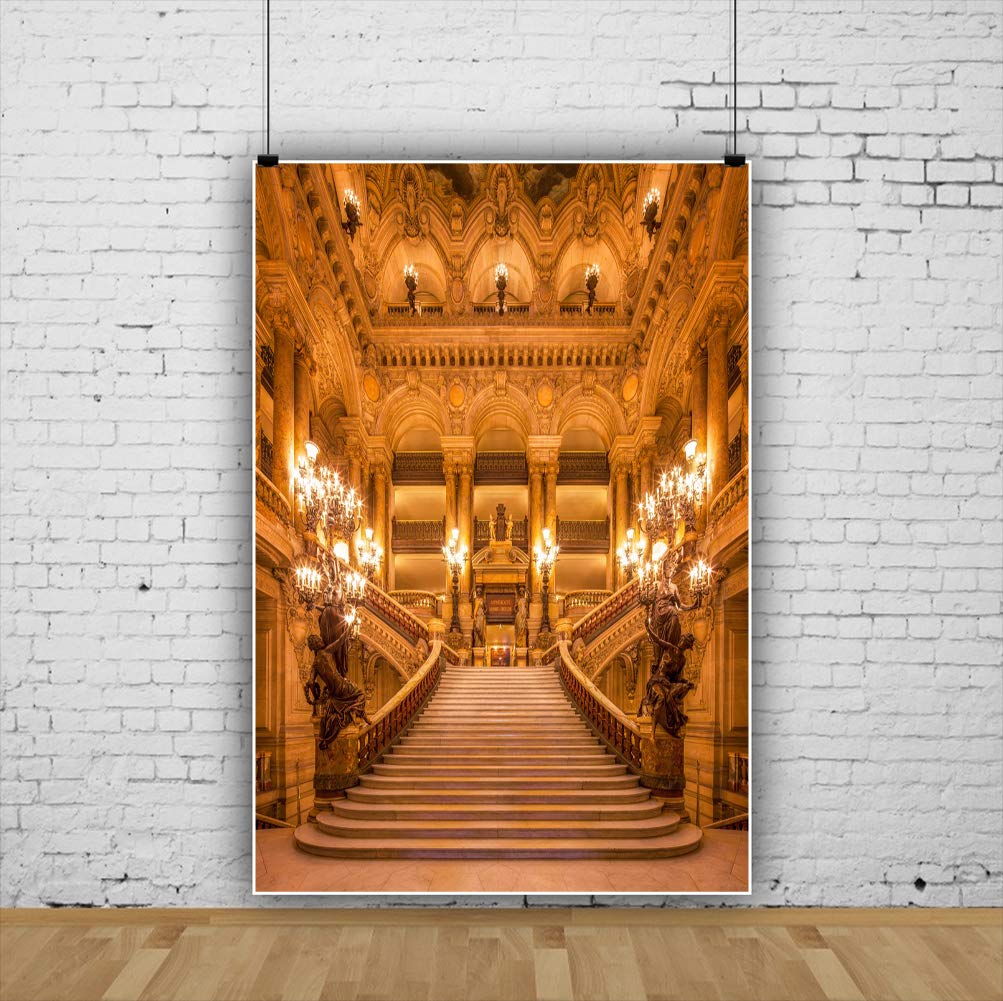 Leowefowa 10x15ft Beauty and the Beast Themed Photography Backdrop - European Palace Castle with Chandelier & Staircase Vinyl Background for Wedding, Birthday, Kids & Adult Photo Props - Perfect for Themed Parties, Baby Showers, and Fantasy Photoshoots