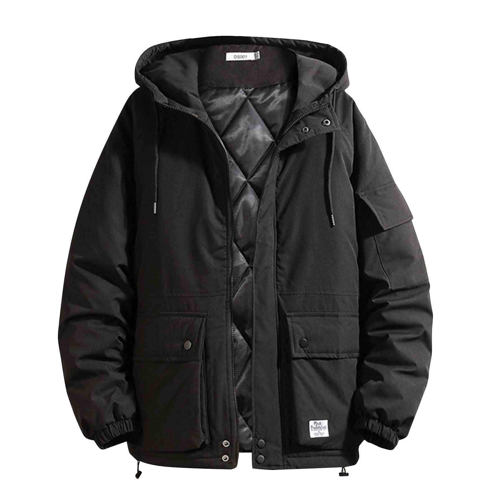 Men's Winter Padded Top Coat - Warm Autumn Jacket with Pockets, Loose Fit Solid Color Outerwear for Casual & Business Wear