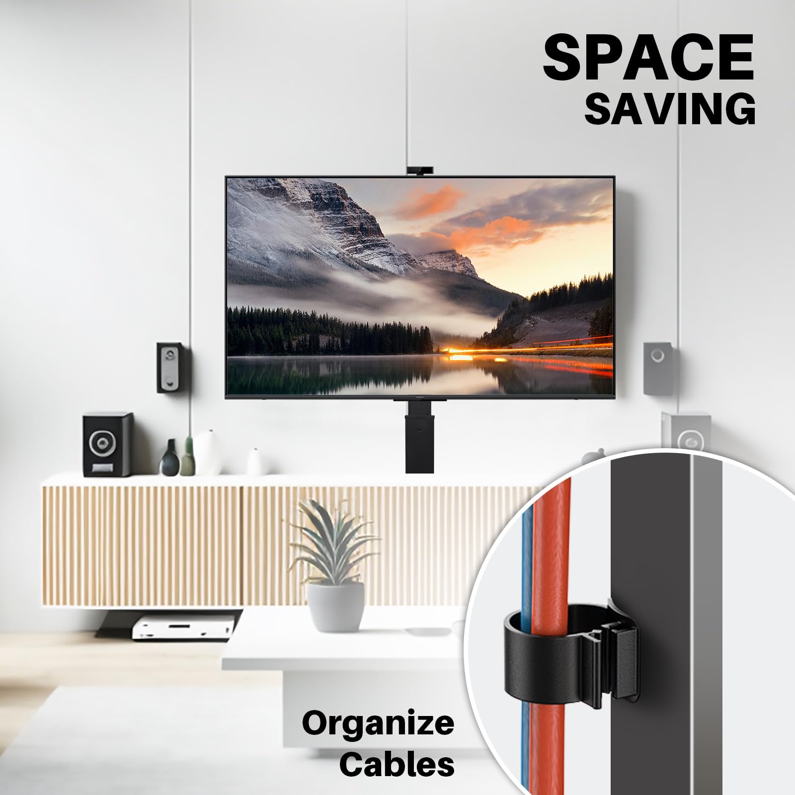 Adjustable Height Rolling TV Stand for 42-75 Inch TVs - Mobile TV Cart with 360° Rotation, Portrait/Landscape Mode, Wheels & 110lbs Capacity - Max VESA 600x500mm (XZSY-02) - Perfect for Living Rooms, Bedrooms & Home Theaters
