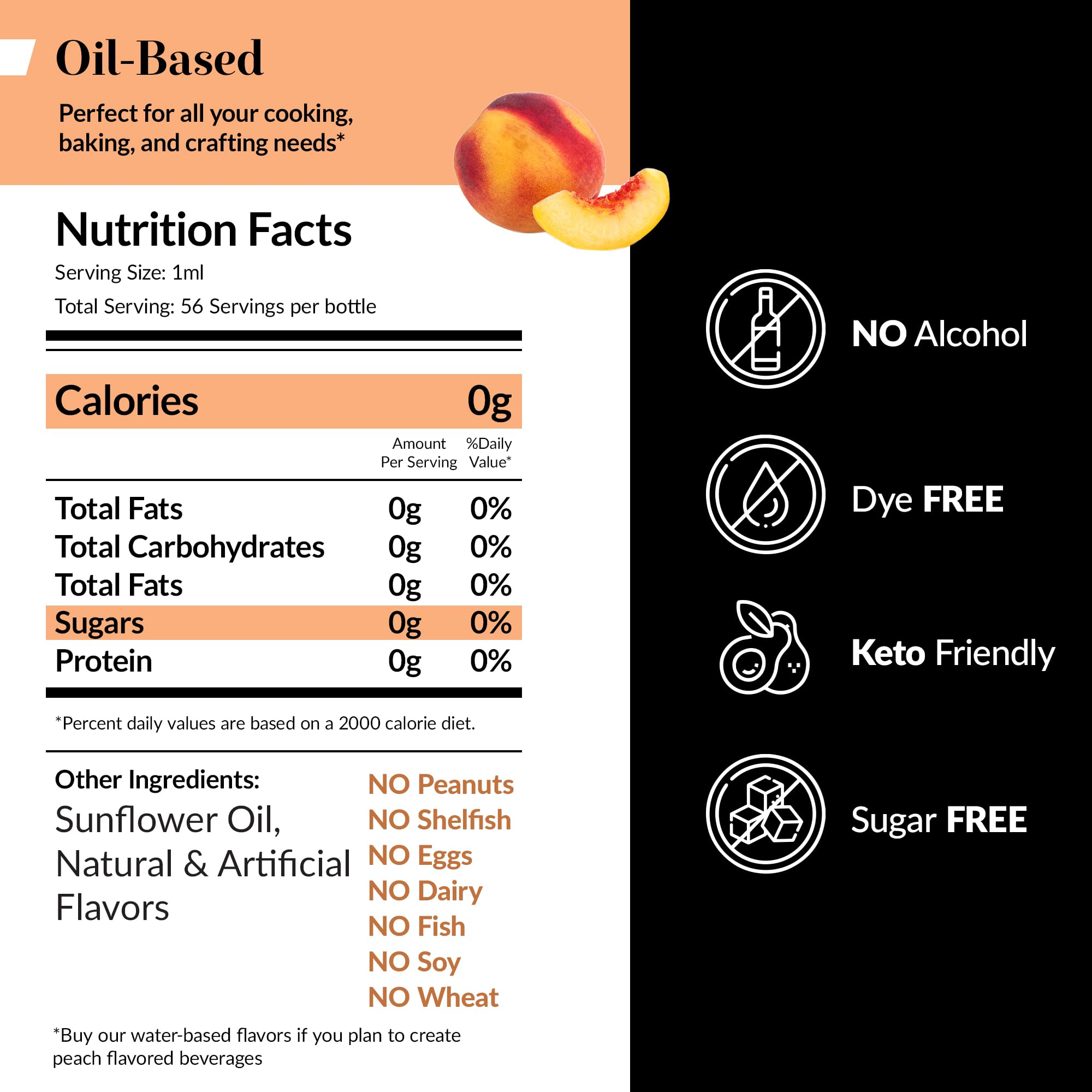 **Dolce Flav Peach Extract (Oil-Soluble) 1 Gallon – Kosher, Sugar-Free, Concentrated Juicy Peach Flavoring for Baking, Chocolates, Desserts & Beverages – Includes Measured Dropper – Perfect for Cakes, Ice Cream, Cocktails & DIY Recipes**