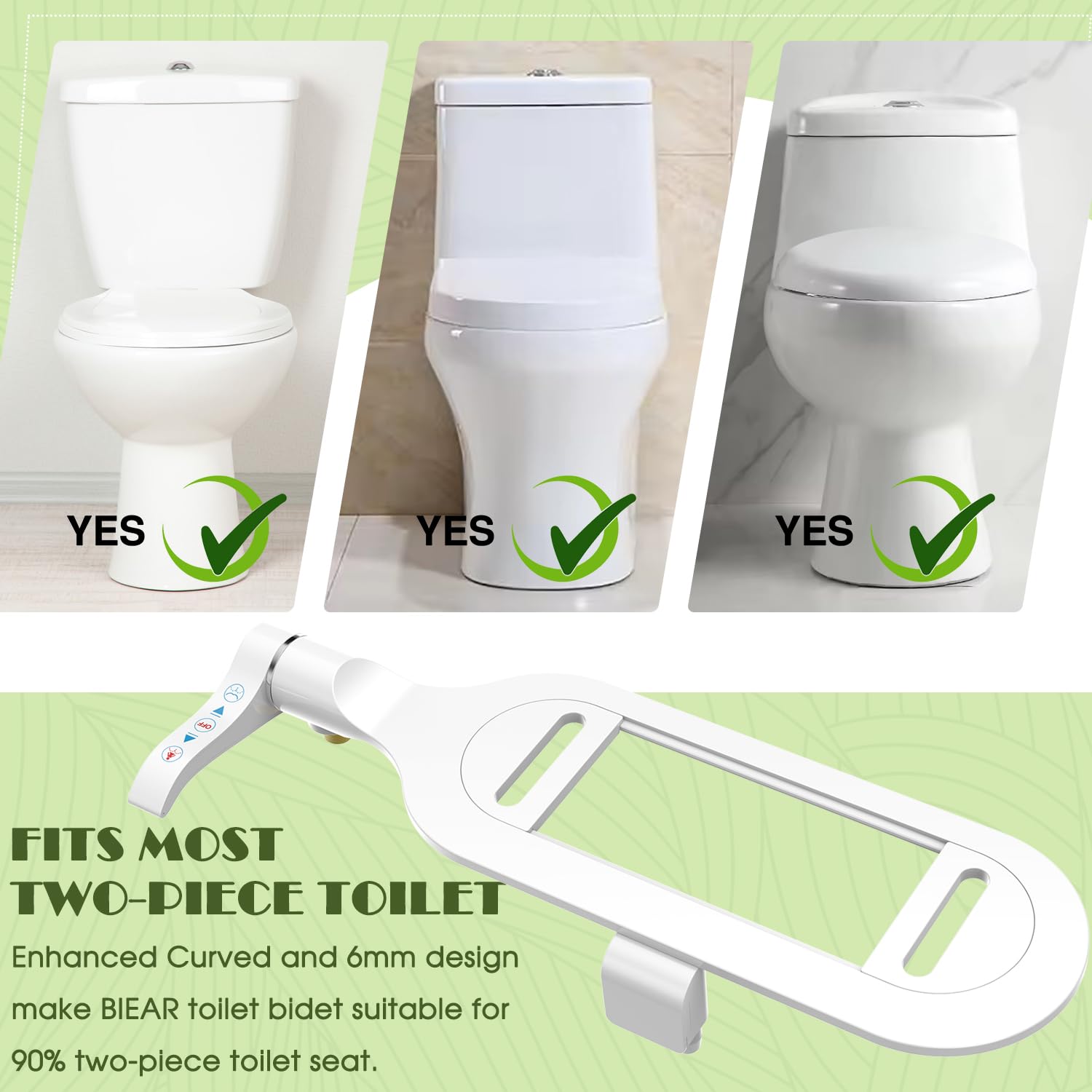 6mm Bidet Toilet Attachment with Dual Nozzles - Cold Water Spray for Feminine & Rear Wash - Self-Cleaning Bidet Seat for Women, Men & Seniors - Perfect for Hygiene, Comfort & Elderly Care