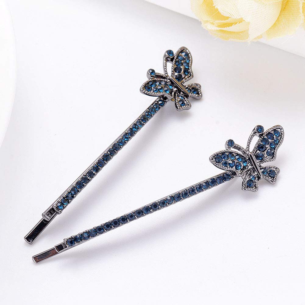 6PCS Rhinestone Flower Butterfly Hair Clips for Women - Crystal Hairpins, Side Clips, Bobby Pins - Perfect for Weddings, Parties & Daily Hair Styling