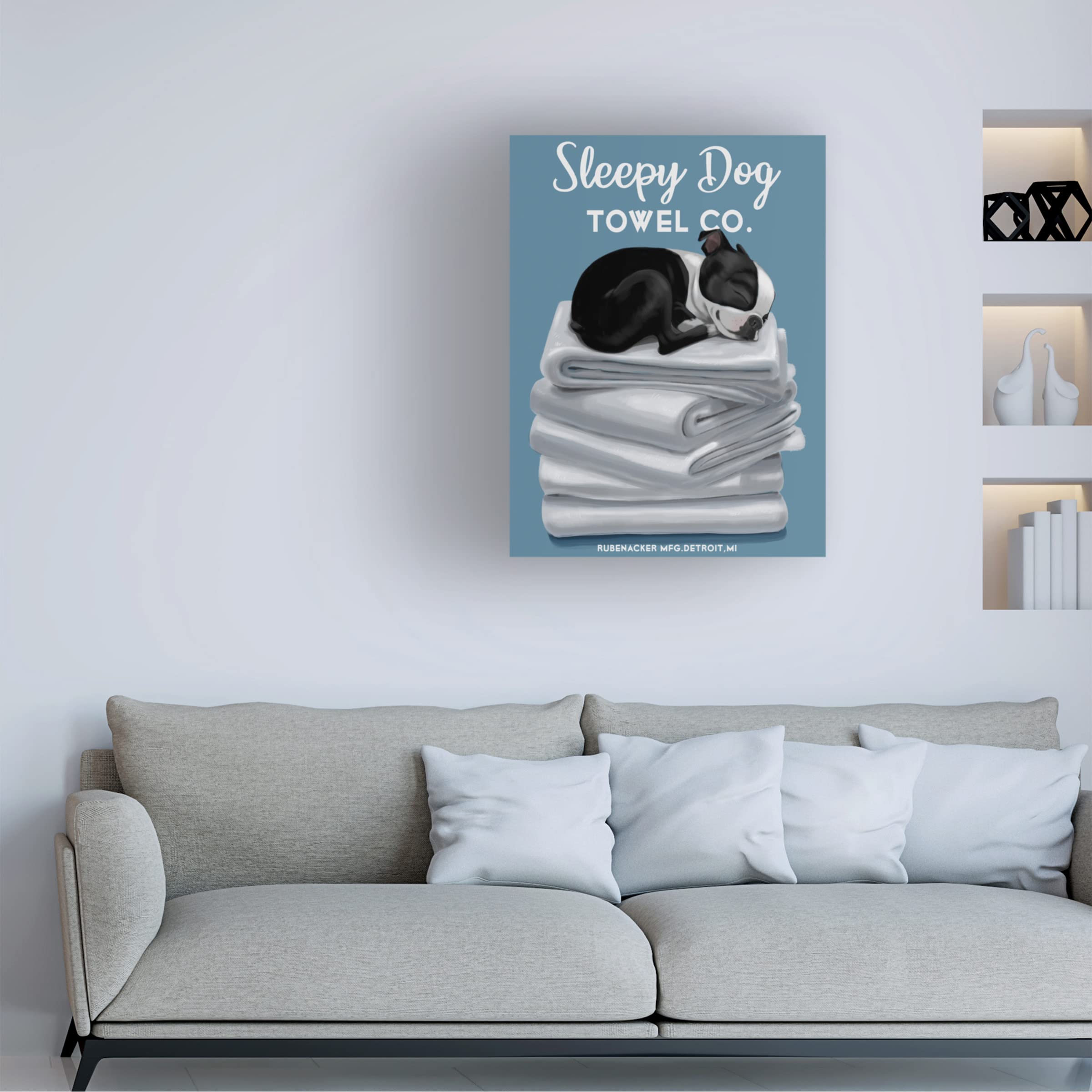 Sleepy Dog Canvas Art Print by Brian Rubenacker - Handmade Wall Decor for Living Room, Bedroom & Office - Perfect Gift for Dog Lovers & Home Decor