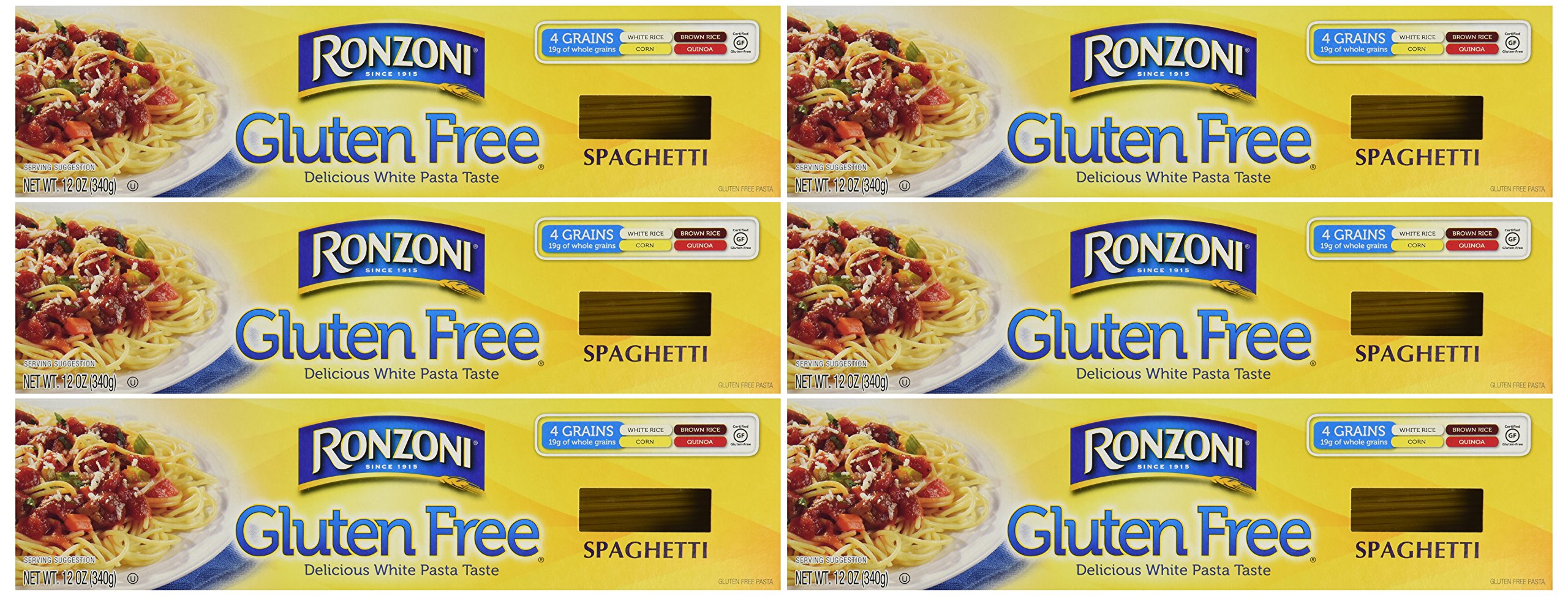 Ronzoni Gluten Free Pasta 12oz Box (Pack of 6) - Spaghetti, Penne, Fusilli | Organic Wheat-Free Italian Pasta for Healthy Cooking | Perfect for Keto, Vegan & Celiac Diets | Family Dinners, Meal Prep & Italian Cuisine