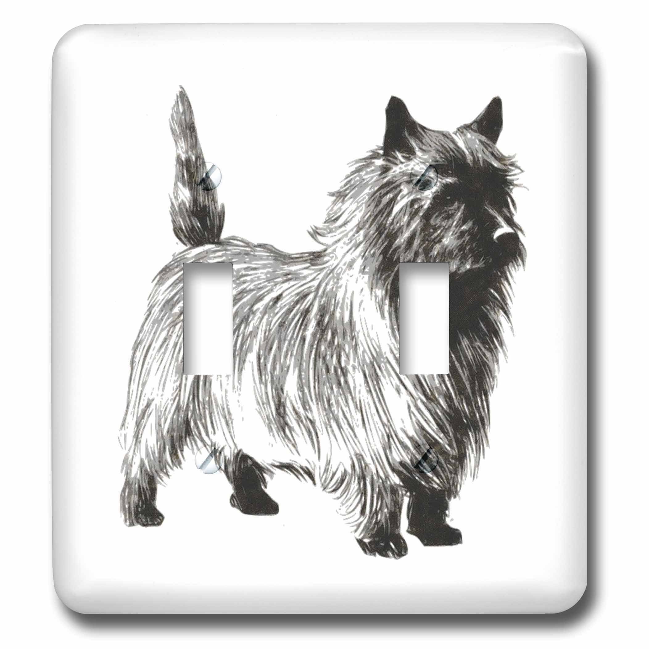 Vintage Cairn Terrier Drawing Double Toggle Switch Plate - Dog Lover Home Decor for Bedroom, Kitchen, or Office (3dRose lsp_80308_2)