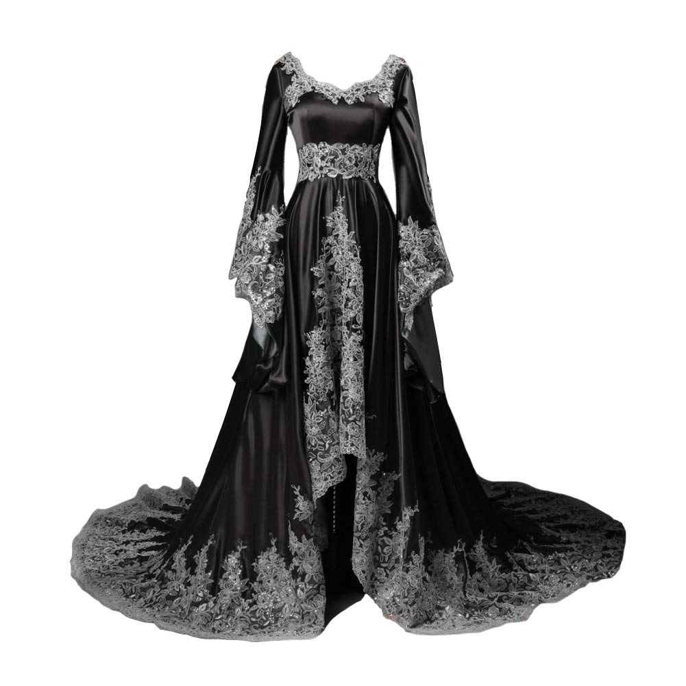 Lemai Vintage Long Sleeve Formal Evening Gowns - A-Line Women's Gothic Dresses for Prom, Wedding & Special Occasions