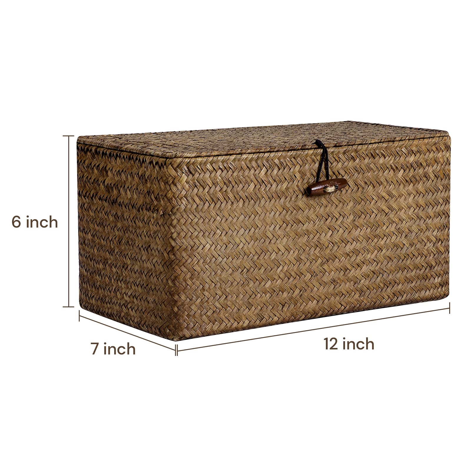 Natural Seagrass Storage Baskets with Lid - Multipurpose Home Organizer Bins for Shelves, Closet & Living Room - Decorative Woven Storage Boxes 12