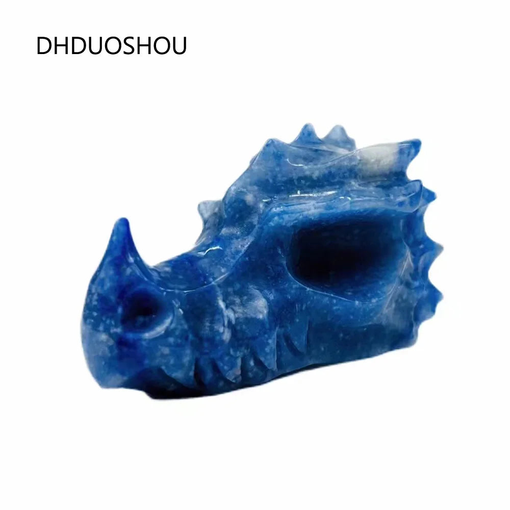 Handcrafted Blue Aventurine Dragon Skull Sculpture - Natural Crystal Reiki Healing Statue for Men, Unique Collectible Home Decor Gift for Meditation & Spiritual Healing | Feng Shui Office Display & Fantasy Collection Centerpiece