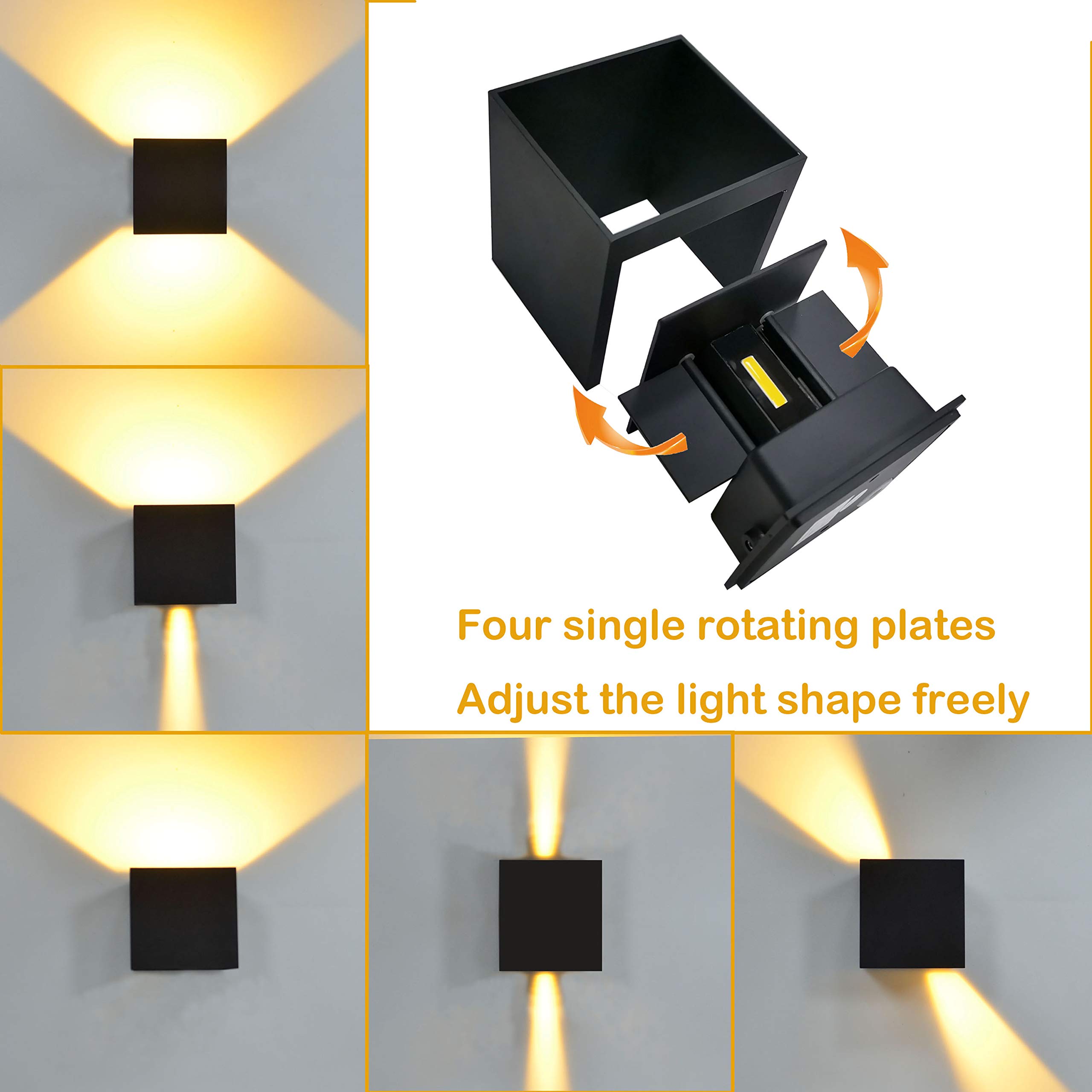 6W LED Cube Porch Lights - Waterproof Outdoor Wall Sconce with Up/Down Lighting for Patio, Garage, Bedroom & House Exterior | Energy-Efficient Exterior Wall Fixture for Home Security & Curb Appeal
