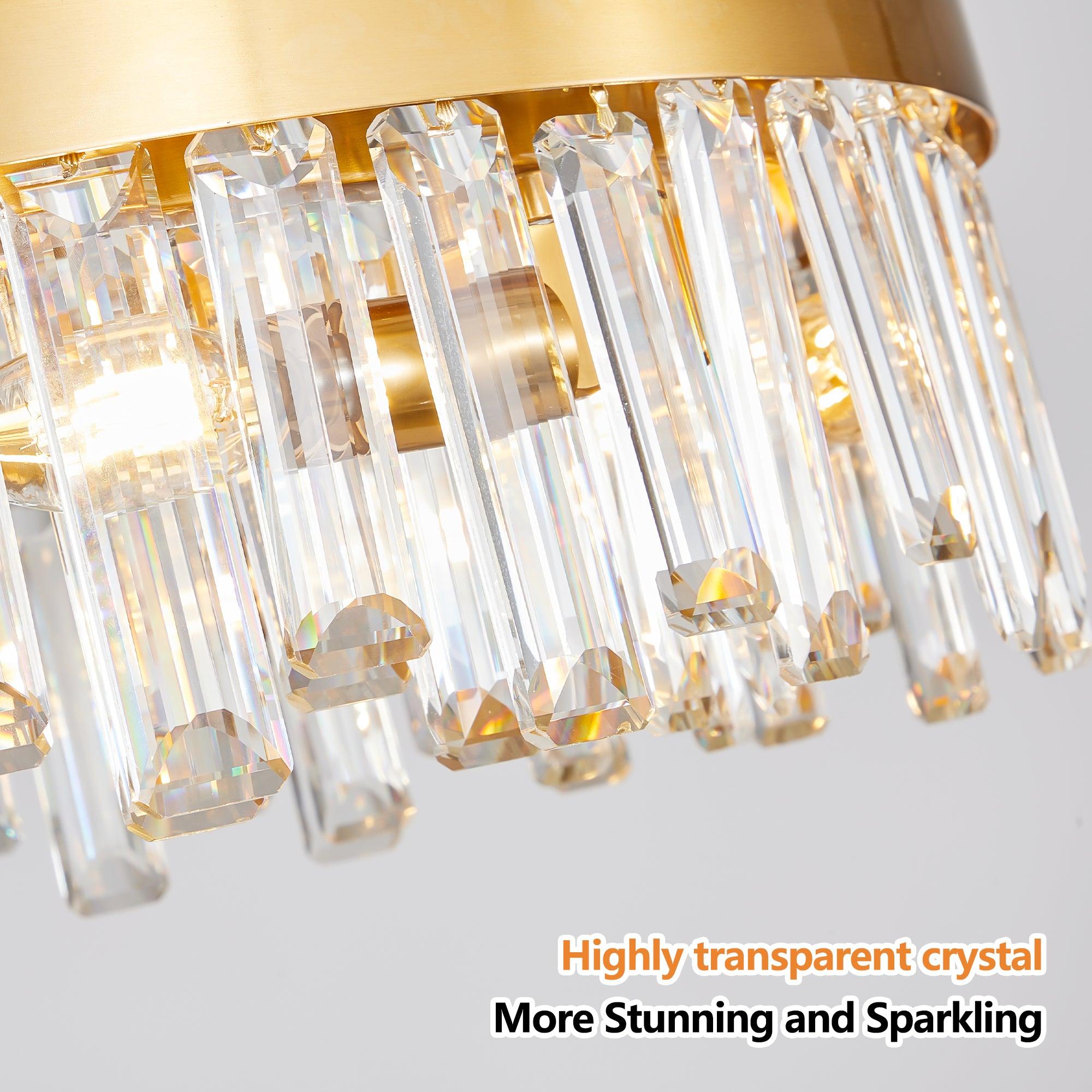 23.6 Inch Modern Crystal Chandelier - LED Luxury Ceiling Light Fixture for Living Room, Bedroom, Dining Room Decor - Elegant Home Lighting Solution (Bulbs Not Included) | Perfect for Wedding, Party & Interior Design