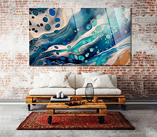 Giallobus Acrylic Glass Wall Art - Modern Abstract Ocean Bubbles Painting - 80x140cm Plexiglass Print - Home & Office Decor for Living Room, Bedroom
