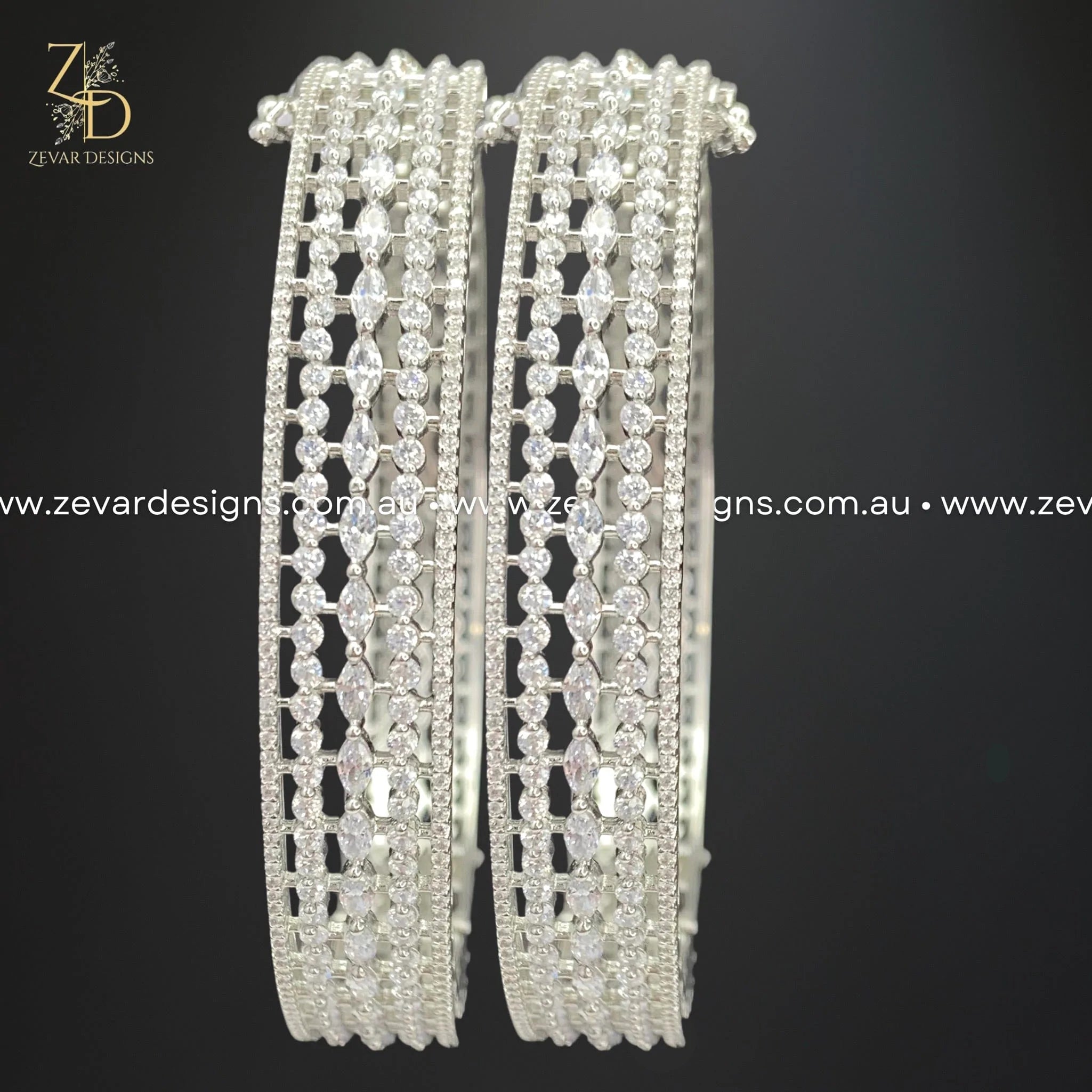 Stylish AD/Zircon Bangles in White Rhodium - Elegant Bracelets for Women, Perfect for Parties, Weddings & Everyday Wear