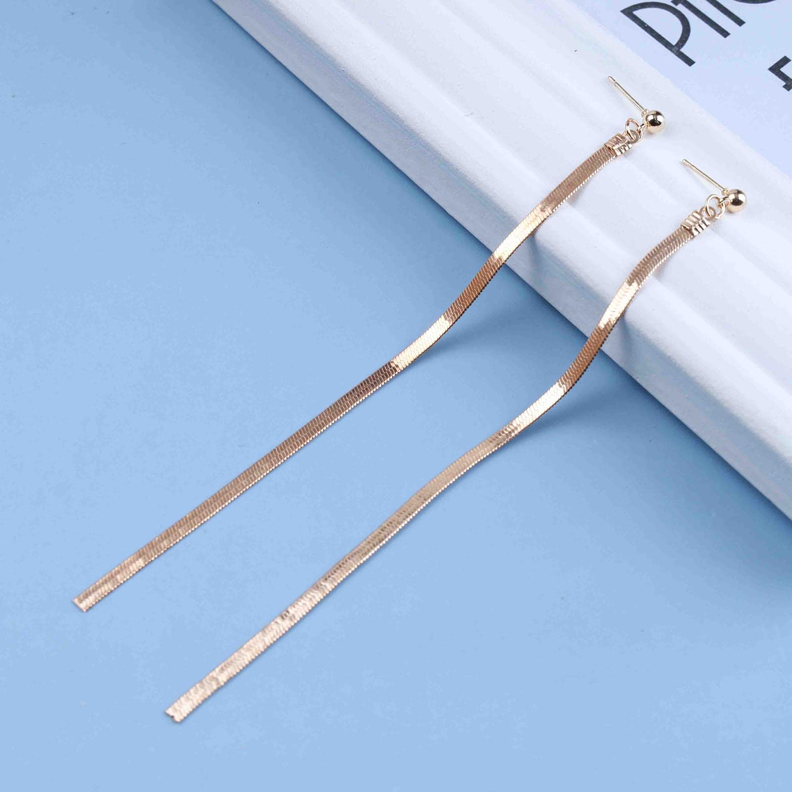 Boho Long Tassel Drop Earrings for Women - Gold Threader Snake Chain Dangle Earrings - Minimalist Bridal Jewelry for Wedding, Party & Everyday Wear (Gold)