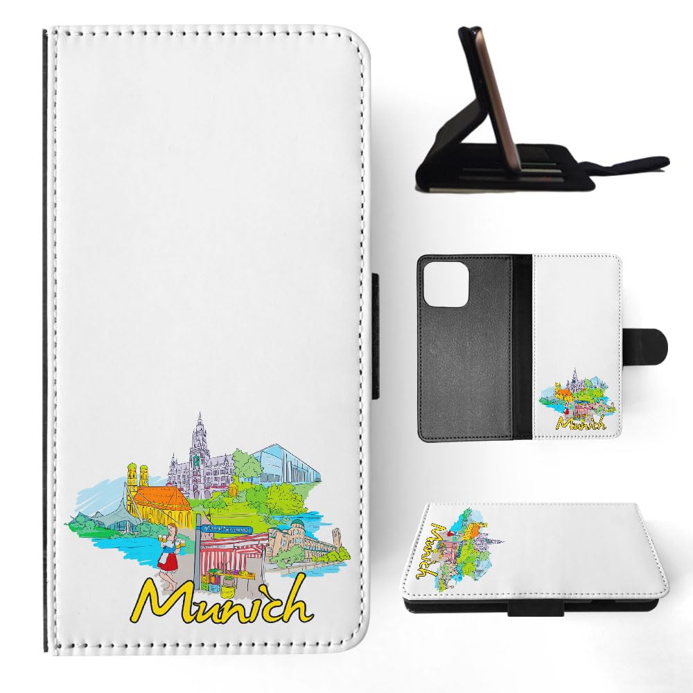 Premium Munich Germany FLIP Wallet Phone Case for Apple iPhone 15 Pro Max - Stylish Leather Card Holder & Protective Cover for Everyday Use