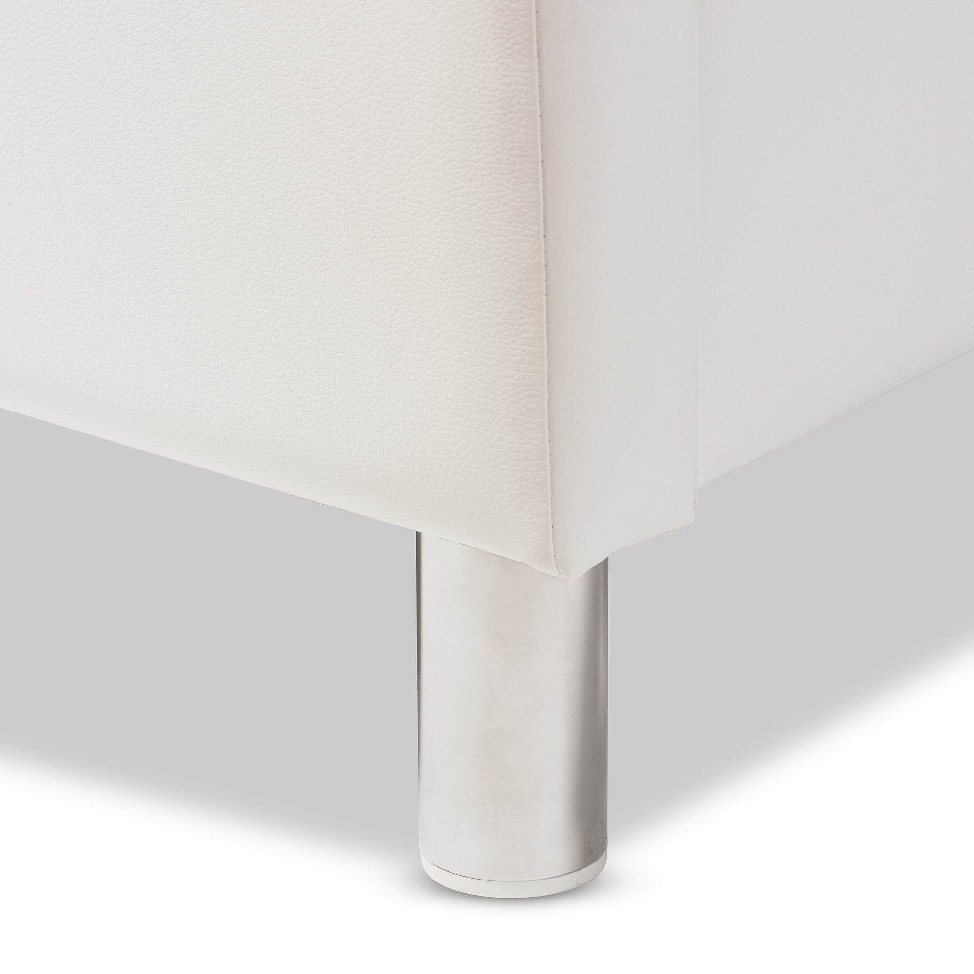 Baxton Studio Carlotta Modern Upholstered Headboard Full Size Bed Frame - White | Perfect for Contemporary Bedrooms & Guest Rooms
