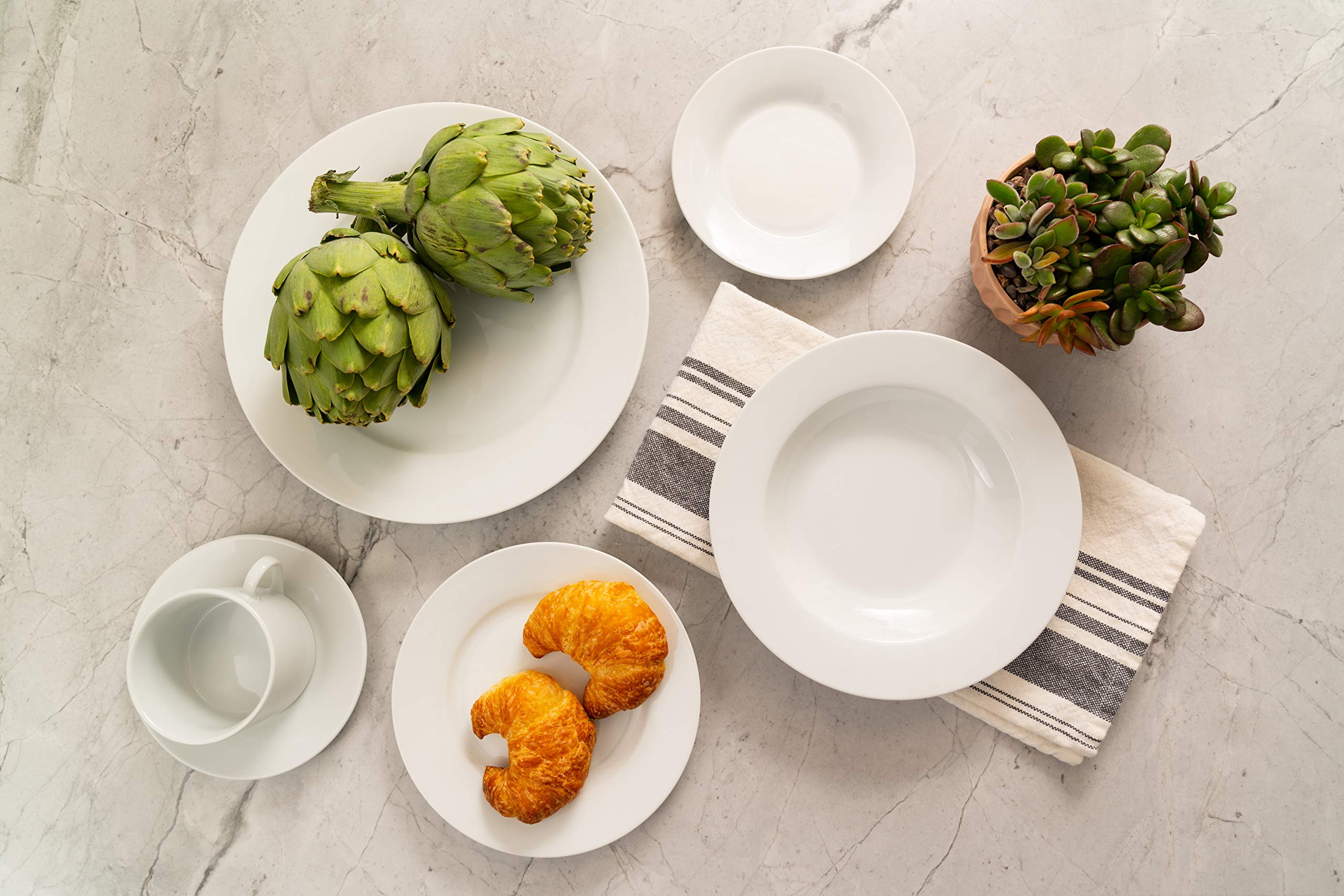 10 Strawberry Street Z-Ware Porcelain 6-Inch Bread and Butter Plates, Set of 6, White - Perfect for Breakfast, Brunch, and Elegant Dinner Settings