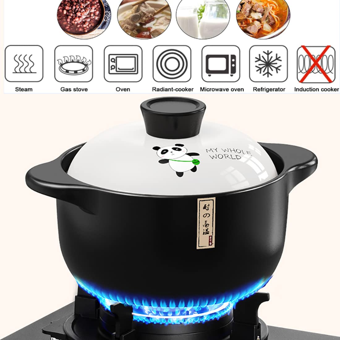 **4.5L Clay Cooking Pot - Ceramic Stockpot, Stew Pot & Casserole for Pasta, Milk & Sauce | Traditional Chinese Earthenware Cookware for Slow Cooking, Soups & Braising**