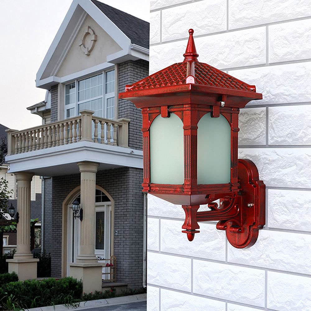 Farmhouse Outdoor Wall Mount Light - Waterproof, Rustproof & Dustproof Exterior Porch Light with Frosted Glass Shade - Perfect for Porch, Entrance Hall, and Patio Lighting