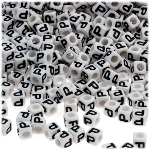 White with Black Text Letter P
