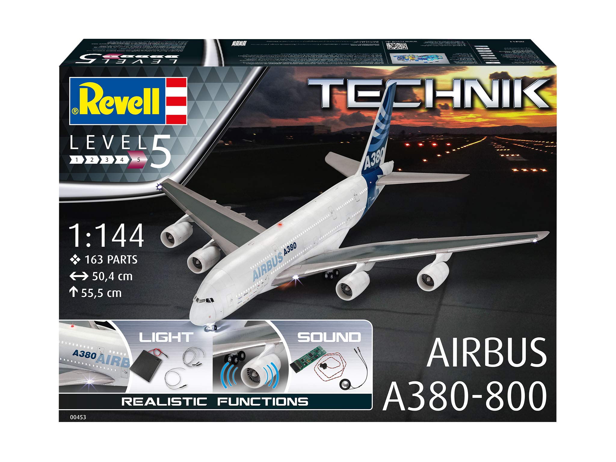 Revell 1:144 Airbus A380-800 Plastic Model Kit with Electronics & Sound - White | Detailed Airplane Building Set for Hobbyists & Collectors | Perfect for Display, Gifts & Aviation Enthusiasts